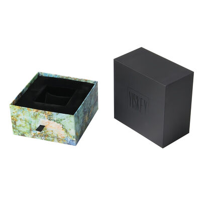 Luxurious Cosmetic Packaging Box Black Cologne Bottle Pull Out Gift Box With Lining