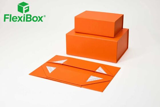Orange Foldable Magnetic Gift Box with Bright Design for Cosmetic Packaging