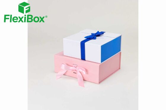 Blue & Pink Foldable Magnetic Gift Box with Magnetic Closure and Customizable Design for Cosmetic Packaging