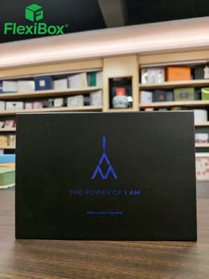 Black Matte Finish Magnetic Gift Box with Concealed Magnets and Customizable Inserts for Men's Skincare