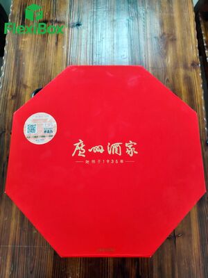 Custom Octagonal Double-Layer Mooncake Gift Box with Red and Gold Color Scheme and Food-Grade PET Blister Tray