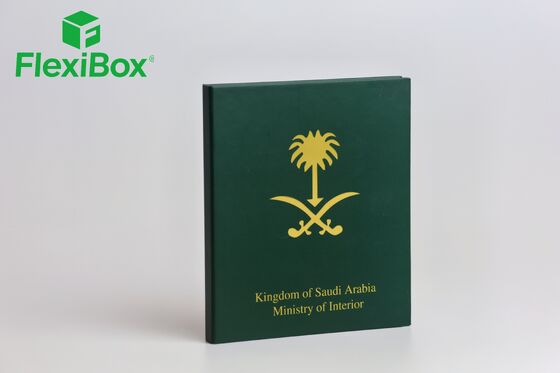 Deep Green Gold Foil Stamping Flip-Open Rigid Official Gift Box Set for Government Gift Box and Custom Official Packaging Box