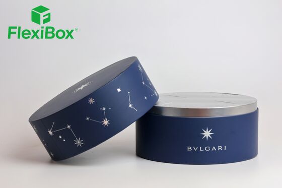 Deep Blue Constellation Theme Cylindrical Gift Box with Silver Starry-Sky Printing and Custom Insert Paper Gift Box