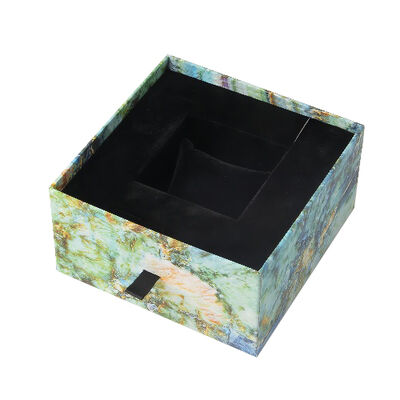 Luxurious Cosmetic Packaging Box Black Cologne Bottle Pull Out Gift Box With Lining