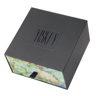 Luxurious Cosmetic Packaging Box Black Cologne Bottle Pull Out Gift Box With Lining