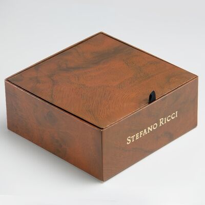 Luxury Electronic Product Packaging Wood Grain Flip Lid Gift Box With Hand Pulled Ribbon
