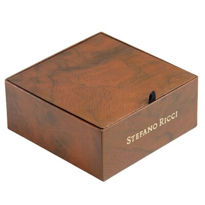 Luxury Electronic Product Packaging Wood Grain Flip Lid Gift Box With Hand Pulled Ribbon