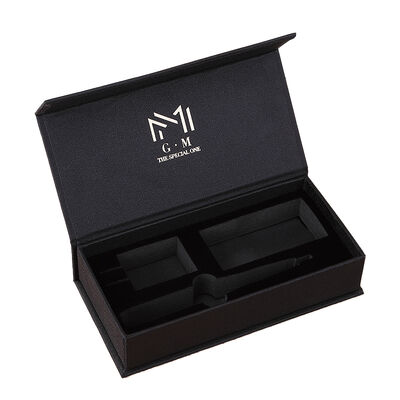 Black Card Paper Gift Box Hot Silver Logo Magnetic Book Box Convenient