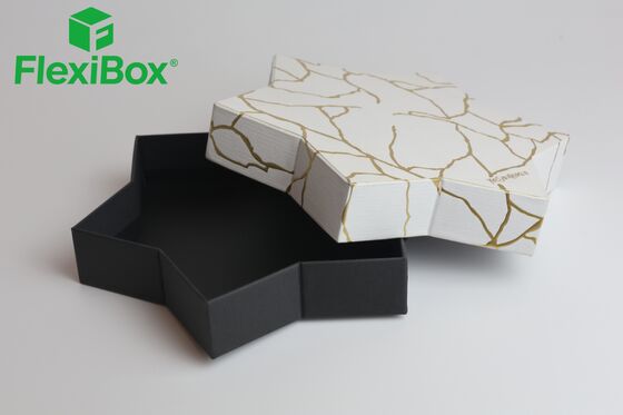 Luxury Star-Shaped Gift Box with Golden Marble Crack Pattern and Customizable Sizes and Colors