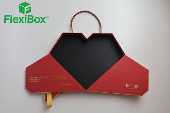 Luxury Heart-Shaped Magnetic Gift Box with Detachable Woven Leather Handle for Premium Packaging