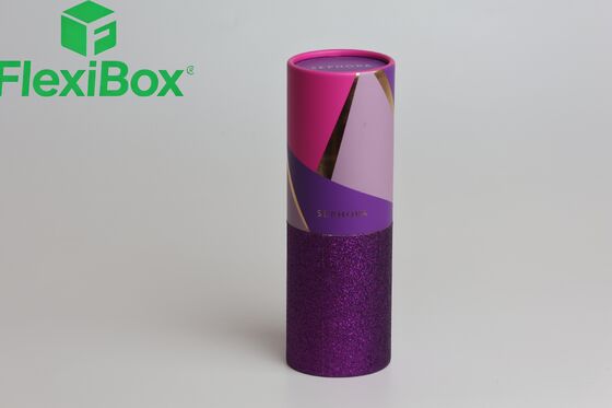 Luxury Cylindrical Cosmetic Packaging Box with Gold Foil Stamping for High-End Display