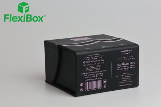 Black Wave Pattern Magnetic Flip Top Perfume Gift Box with Foldable Structure for Luxury Packaging