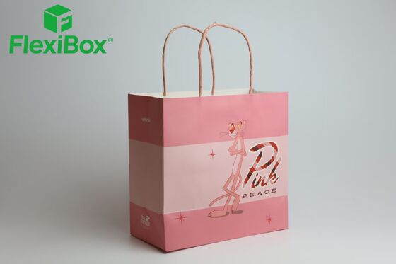 Pink Paper Shopping Bag with Custom Brand Printing and Durable Handles for Lightweight Packaging