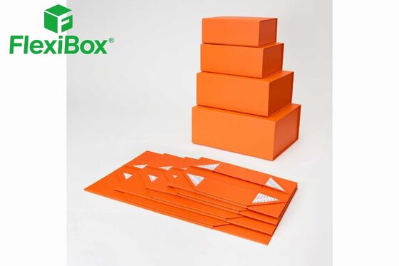 Orange Foldable Magnetic Gift Box with Bright Design for Cosmetic Packaging