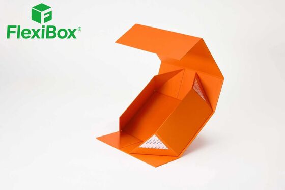 Orange Foldable Magnetic Gift Box with Bright Design for Cosmetic Packaging