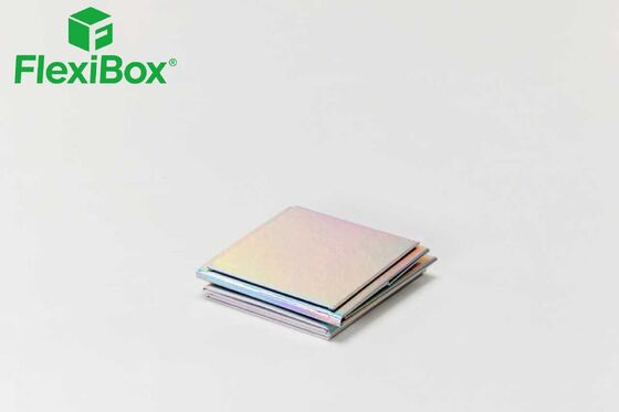 Glue-free Interlocking Foldable Cosmetic Packaging Box with Matte Gold & Holographic Finish for Flat-pack Shipping