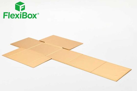Glue-free Interlocking Foldable Cosmetic Packaging Box with Matte Gold & Holographic Finish for Flat-pack Shipping
