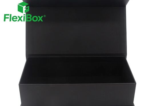 Matte Black Specialty Paper Perfume Gift Box with Rose Gold Foil Stamping and Custom EVA Flocked Inner Tray