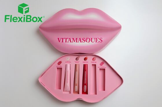 Unique Lip-Shaped Rigid Cosmetic Gift Box with Customized Interior Trays and Complete OEM/ODM Customization Services