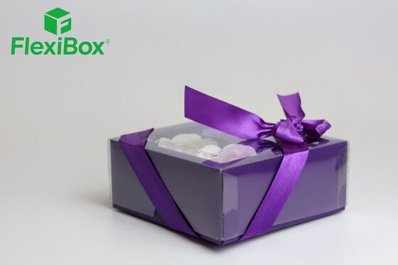 Elegant Purple Floral Gift Box with Transparent Window Display and Customizable OEM/ODM Services