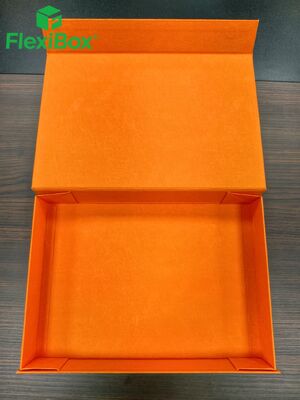 Orange Lychee Texture Foldable Gift Box with Magnetic Closure for Flat-Pack Shipping