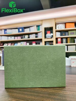 Olive-green Tree-bark Texture Book-style Rigid Box with Flip-top Hinged Design and Customizable Blank Surface