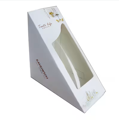 Custom White Triangle Sandwich Box with PVC Window for Perfect Sandwich Display
