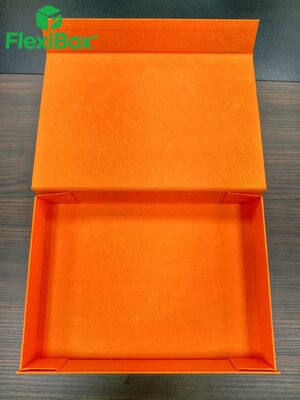 Custom Orange Rectangular Flip-Top Rigid Box with Premium Texture for Luxury Gift Packaging