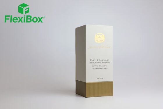 Upright Rectangular Rigid Cosmetic Packaging Box with Gold Foil Stamping and Custom Insert for Skincare Gift Box