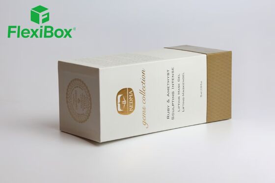 Upright Rectangular Rigid Cosmetic Packaging Box with Gold Foil Stamping and Custom Insert for Skincare Gift Box
