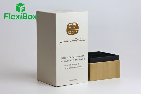 Upright Rectangular Rigid Cosmetic Packaging Box with Gold Foil Stamping and Custom Insert for Skincare Gift Box