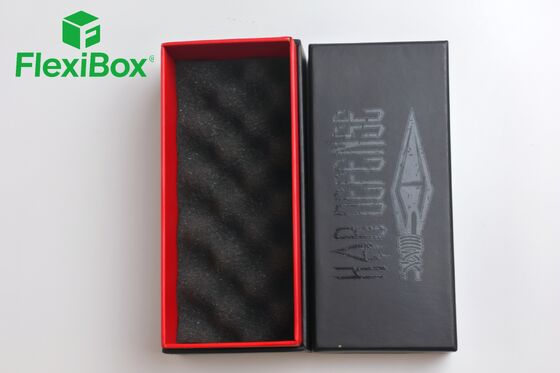 Black Matte Finish Drawer Gift Box with Shock-Absorbent Foam Insert and Distressed Embossed Branding Rigid Gift Box