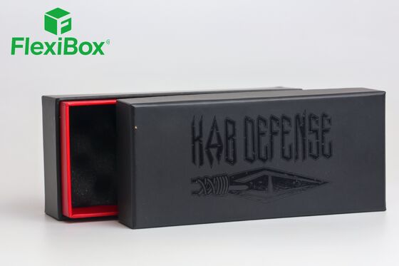 Black Matte Finish Drawer Gift Box with Shock-Absorbent Foam Insert and Distressed Embossed Branding Rigid Gift Box