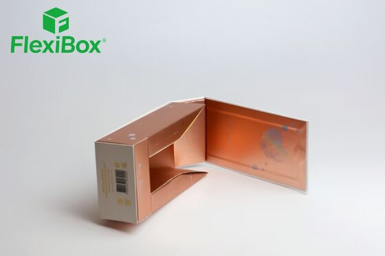 Rose Gold Finish Folding Gift Box with Holographic Floral Pattern and Custom Insert Foldable Gift Box for Cosmetic Packaging