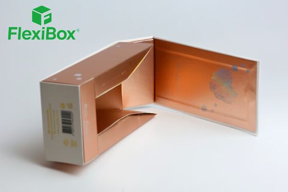 Rose Gold Finish Folding Gift Box with Holographic Floral Pattern and Custom Insert Foldable Gift Box for Cosmetic Packaging