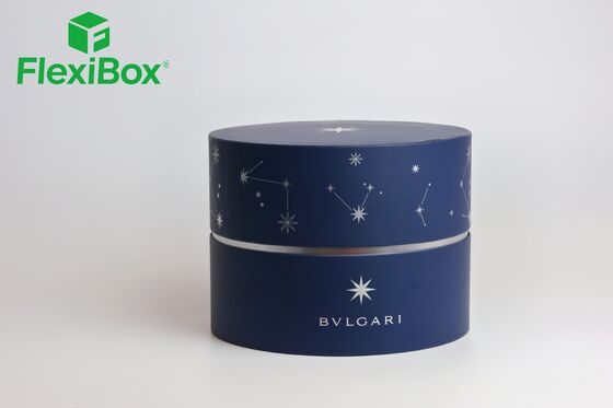 Deep Blue Constellation Theme Cylindrical Gift Box with Silver Starry-Sky Printing and Custom Insert Paper Gift Box