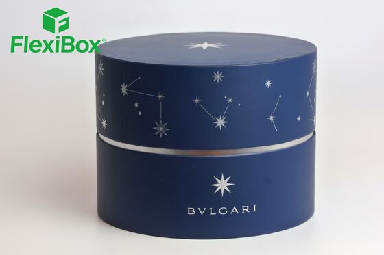 Deep Blue Constellation Theme Cylindrical Gift Box with Silver Starry-Sky Printing and Custom Insert Paper Gift Box
