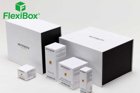 Caja de regalo magnética de lujo con patrón de oro negro e insertos personalizables para embalaje premium