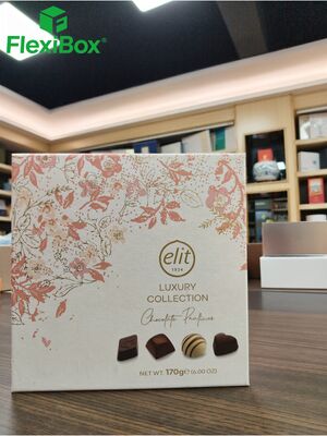 Luxury Chocolate Gift Box with Lid-and-Base Structure, Food-Grade Packaging, and Gold Foil Stamping