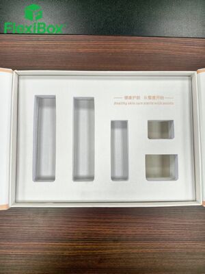 SENDU Sake Lees Haut Reparatur Set mit Buch-Stil Flip-Top Design Weiß Flocked Einfügen und Licht Champagner Gold Grenzen Kosmetikverpackungskiste