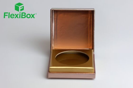 Hộp đựng thực phẩm nắp lật có khay tròn bên trong và hộp cứng có bản lề cho bánh trà và sô cô la